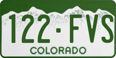CO license plate 122FVS