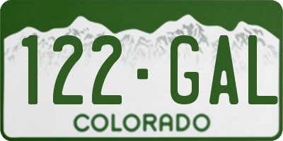 CO license plate 122GAL