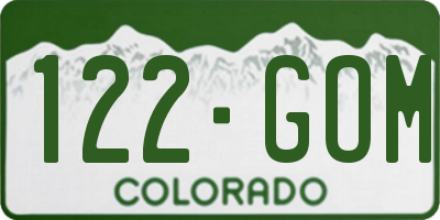 CO license plate 122GOM
