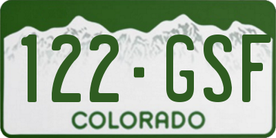 CO license plate 122GSF
