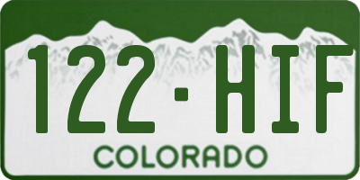 CO license plate 122HIF