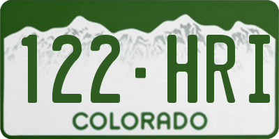 CO license plate 122HRI