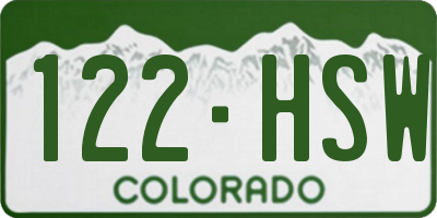 CO license plate 122HSW