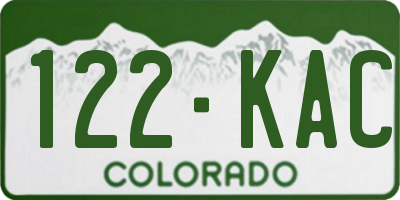 CO license plate 122KAC