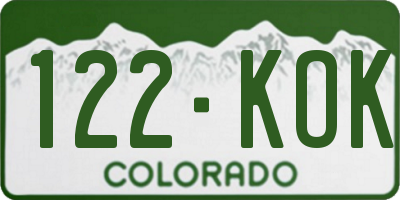 CO license plate 122KOK