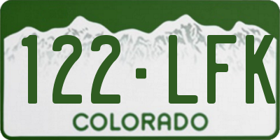 CO license plate 122LFK