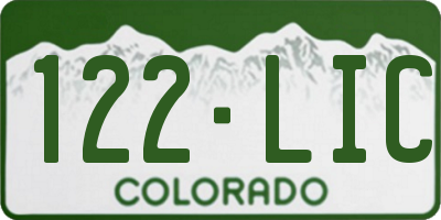 CO license plate 122LIC