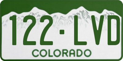CO license plate 122LVD