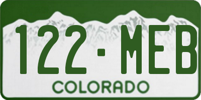 CO license plate 122MEB
