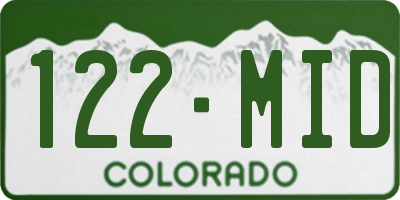 CO license plate 122MID