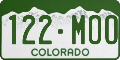 CO license plate 122MOO