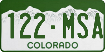 CO license plate 122MSA