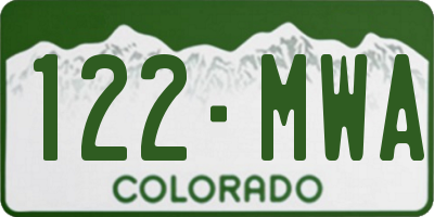 CO license plate 122MWA