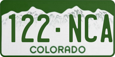 CO license plate 122NCA