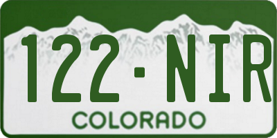 CO license plate 122NIR
