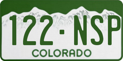 CO license plate 122NSP