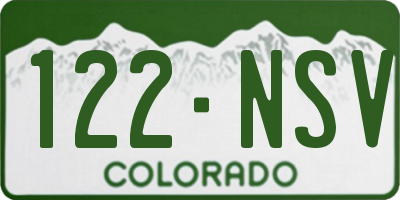 CO license plate 122NSV
