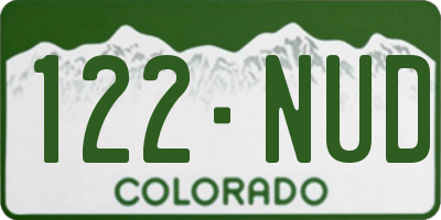 CO license plate 122NUD