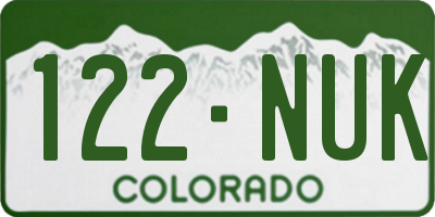 CO license plate 122NUK