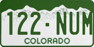 CO license plate 122NUM