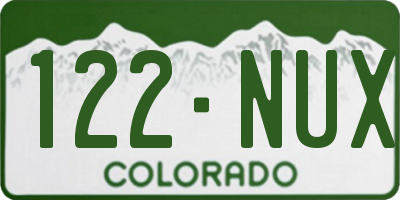 CO license plate 122NUX