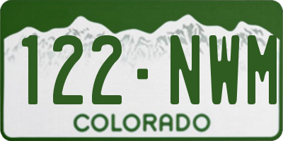 CO license plate 122NWM