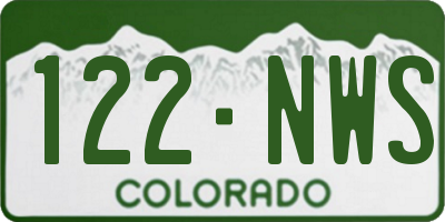 CO license plate 122NWS