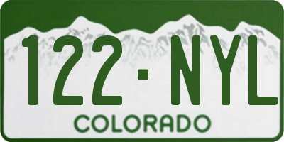 CO license plate 122NYL