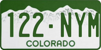 CO license plate 122NYM