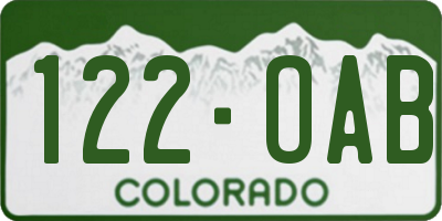 CO license plate 122OAB