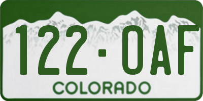 CO license plate 122OAF