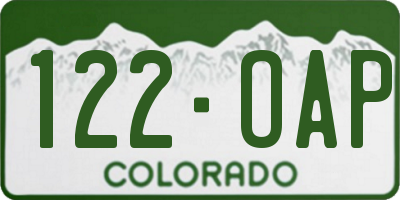 CO license plate 122OAP