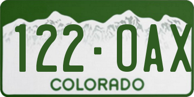 CO license plate 122OAX