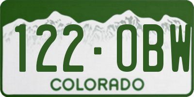 CO license plate 122OBW