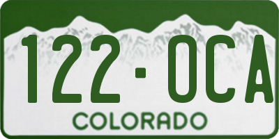 CO license plate 122OCA