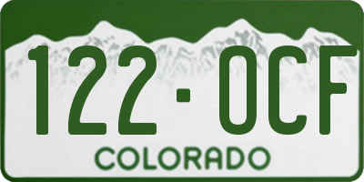 CO license plate 122OCF