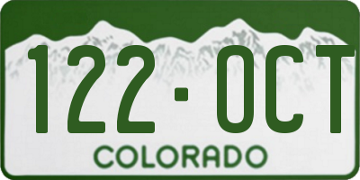 CO license plate 122OCT