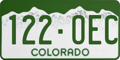CO license plate 122OEC