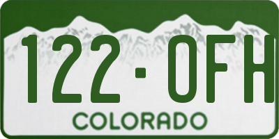 CO license plate 122OFH