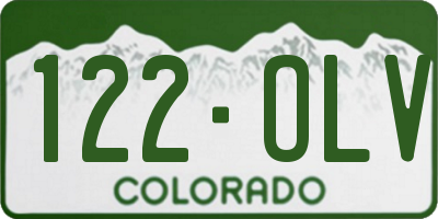 CO license plate 122OLV