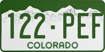 CO license plate 122PEF