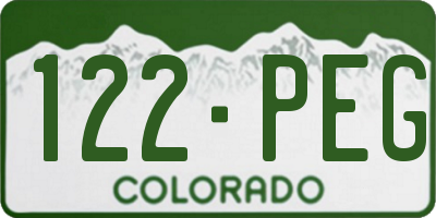CO license plate 122PEG