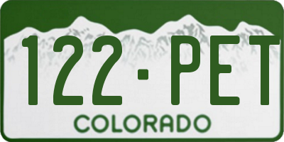CO license plate 122PET