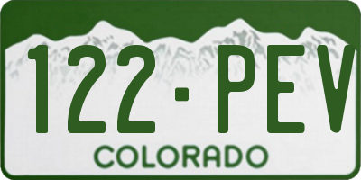 CO license plate 122PEV