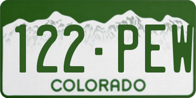 CO license plate 122PEW