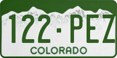 CO license plate 122PEZ