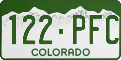 CO license plate 122PFC