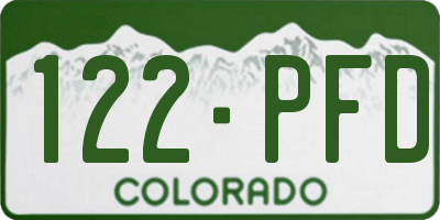CO license plate 122PFD
