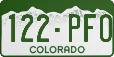 CO license plate 122PFO