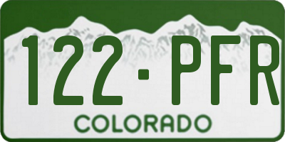 CO license plate 122PFR